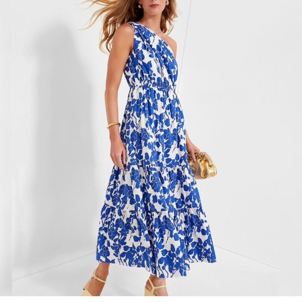 Tuckernuck Hyacinth House Blue Floral One-Shoulder Dress